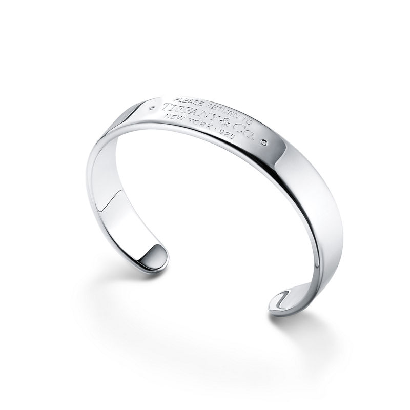Tiffany & Co. Return to Tiffany™ Brazalete estrecho en plata de ley con diamantes Venta caliente