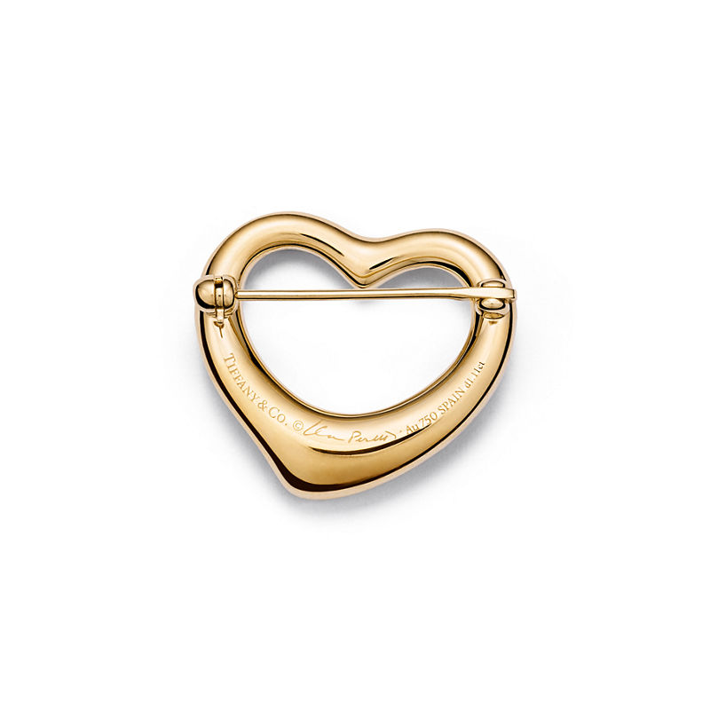 Tiffany & Co. Elsa Peretti® Broche Open Heart de oro amarillo con diamantes en pavé Envío gratis
