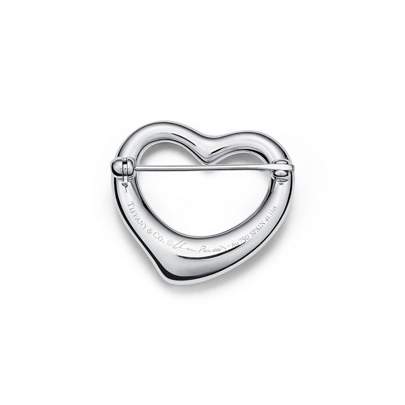 Tiffany & Co. Elsa Peretti® Broche Open Heart de platino con diamantes en pavé Oferta especial