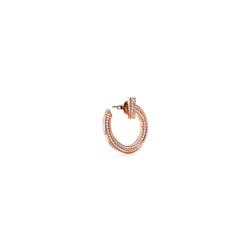 Tiffany & Co. Tiffany T T1 Pendientes de aro abiertos de oro rosa con diamantes Envío internacional gratuito