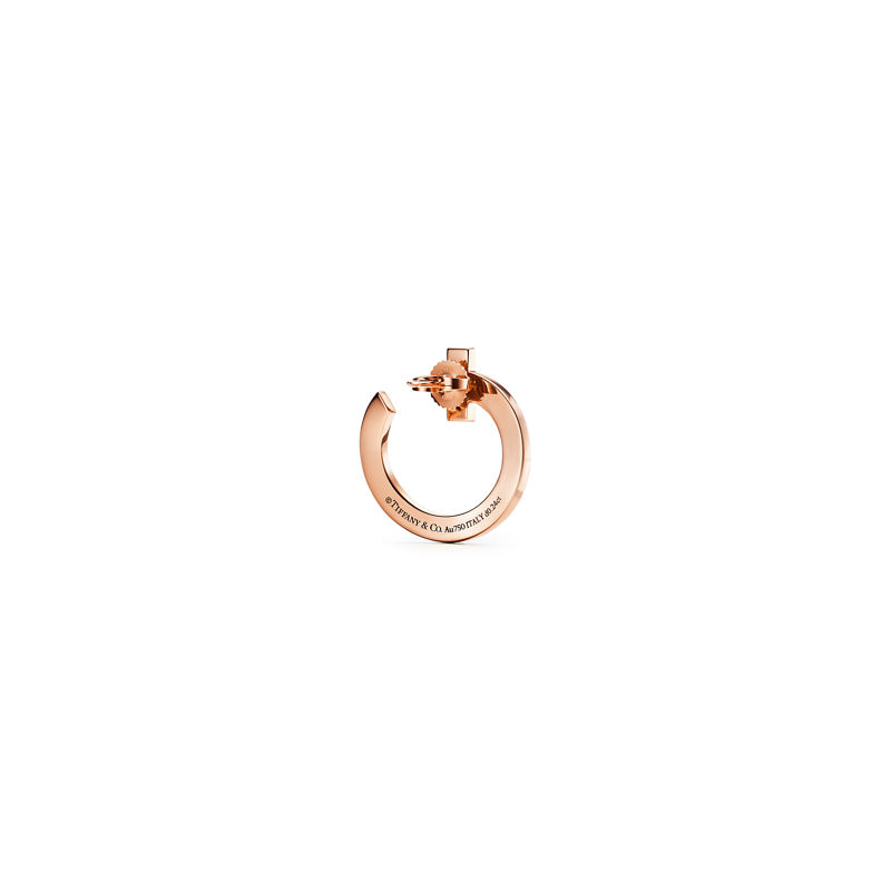 Tiffany & Co. Tiffany T T1 Pendientes de aro abiertos de oro rosa con diamantes Envío internacional gratuito