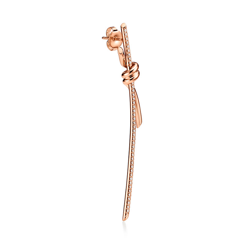 Tiffany & Co. Tiffany Knot Pendientes largos en oro rosa con diamantes Limitado a 3 días