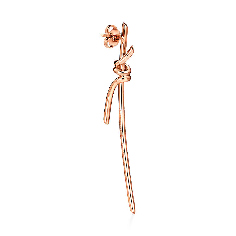 Tiffany & Co. Tiffany Knot Pendientes largos en oro rosa con diamantes Limitado a 3 días