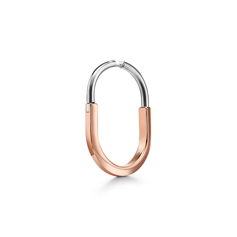 Tiffany & Co. Tiffany Lock Pendientes en oro rosa y blanco con diamantes extragrandes Ofertas de temporada