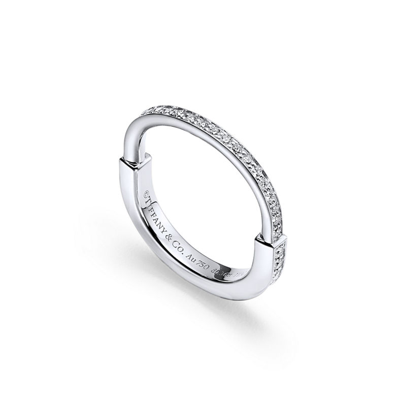 Tiffany & Co. Tiffany Lock Anillo de oro blanco con diamantes en pavé Rebajas