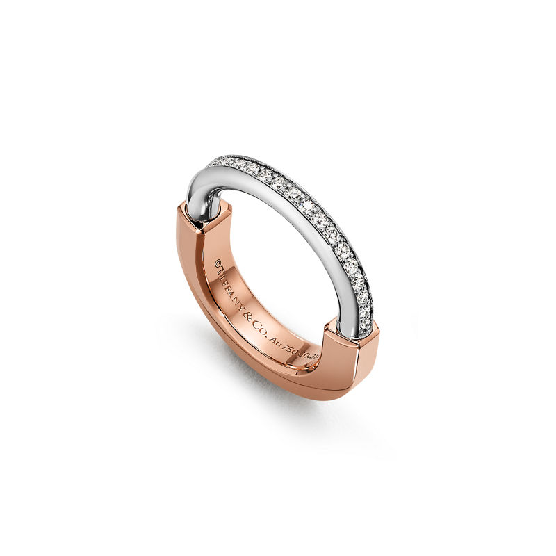 Tiffany & Co. Tiffany Lock Anillo de oro rosa y blanco con diamantes En oferta