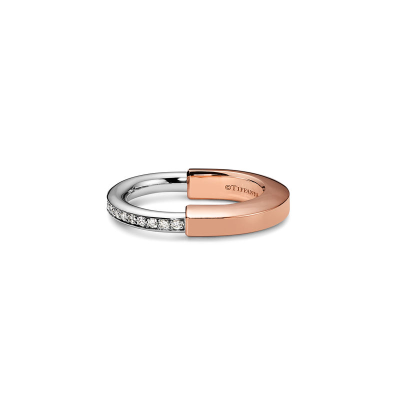 Tiffany & Co. Tiffany Lock Anillo de oro rosa y blanco con diamantes En oferta