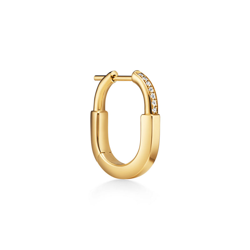 Tiffany & Co. Tiffany Lock Pendientes pequeños de oro amarillo con diamantes Los más vendidos
