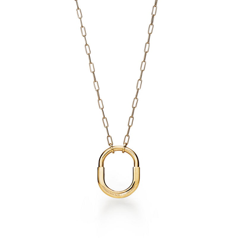 Tiffany & Co. Tiffany Lock Colgante en oro amarillo con diamantes en pavé tamaño mediano Ventas relámpago