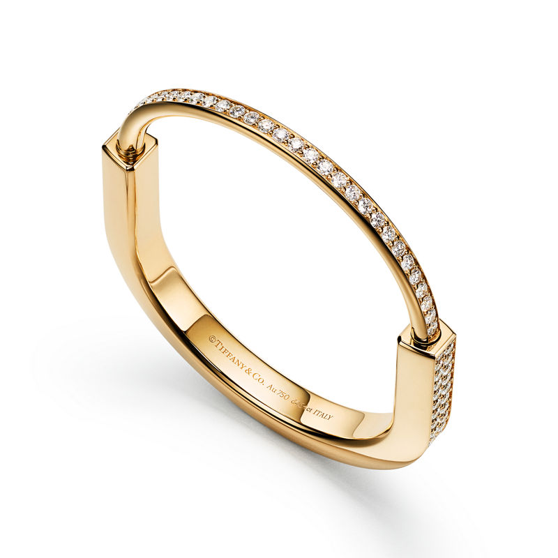 Tiffany & Co. Tiffany Lock Brazalete en oro amarillo con pavé completo de diamantes Descuento