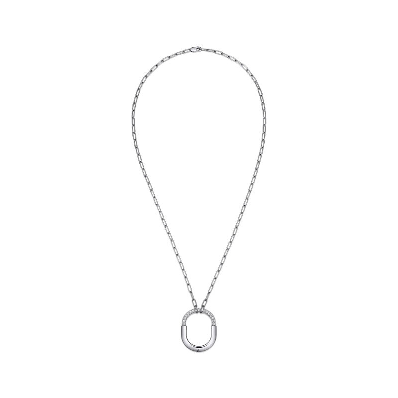 Tiffany & Co. Tiffany Lock Colgante en oro blanco con diamantes tamaño mediano Liquidación