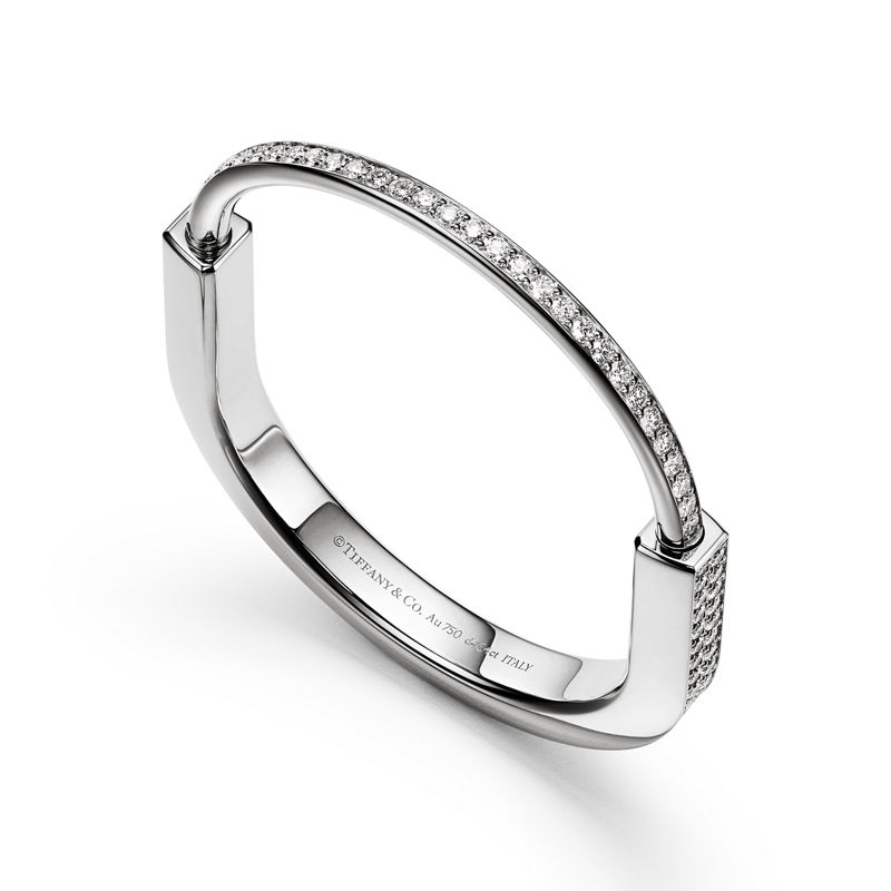 Tiffany & Co. Tiffany Lock Brazalete en oro blanco con pavé completo de diamantes Rebajas top