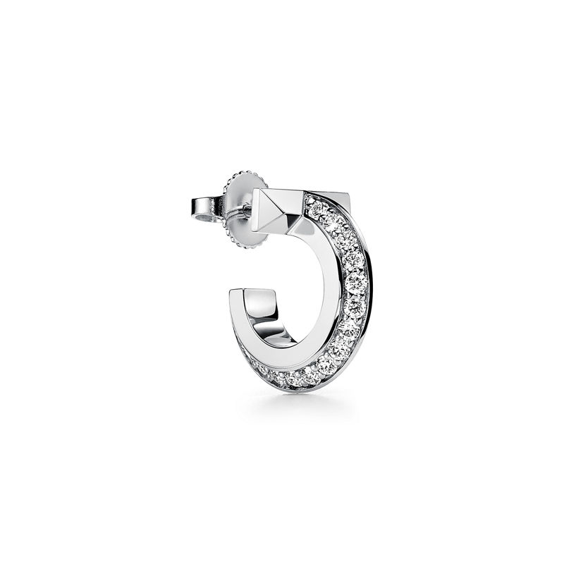 Tiffany & Co. Tiffany T Pendientes de aro T1 de oro blanco con diamantes Libre de impuestos