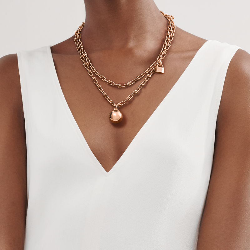 Tiffany & Co. Tiffany HardWear Collar de varias vueltas con eslabones pequeños de oro rosa Grandes ahorros