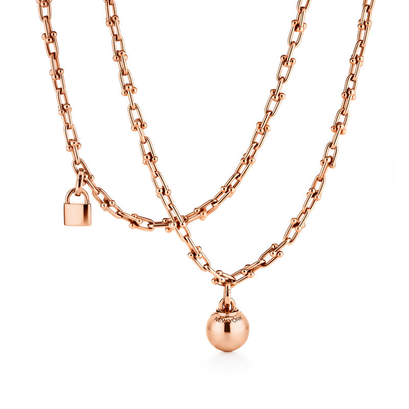 Tiffany & Co. Tiffany HardWear Collar de varias vueltas con eslabones pequeños de oro rosa Grandes ahorros