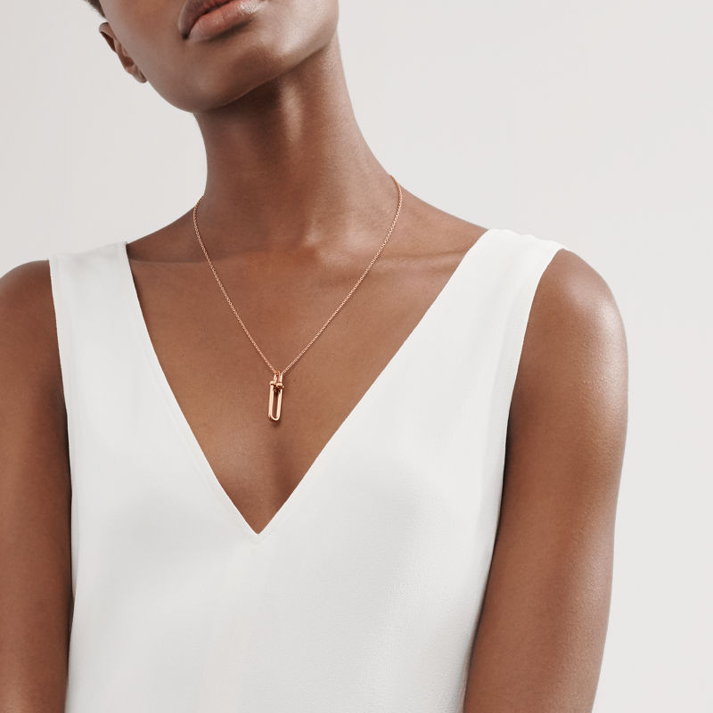 Tiffany & Co. Tiffany HardWear Colgante con eslabón alargado de oro rosa Precio ultrabajo