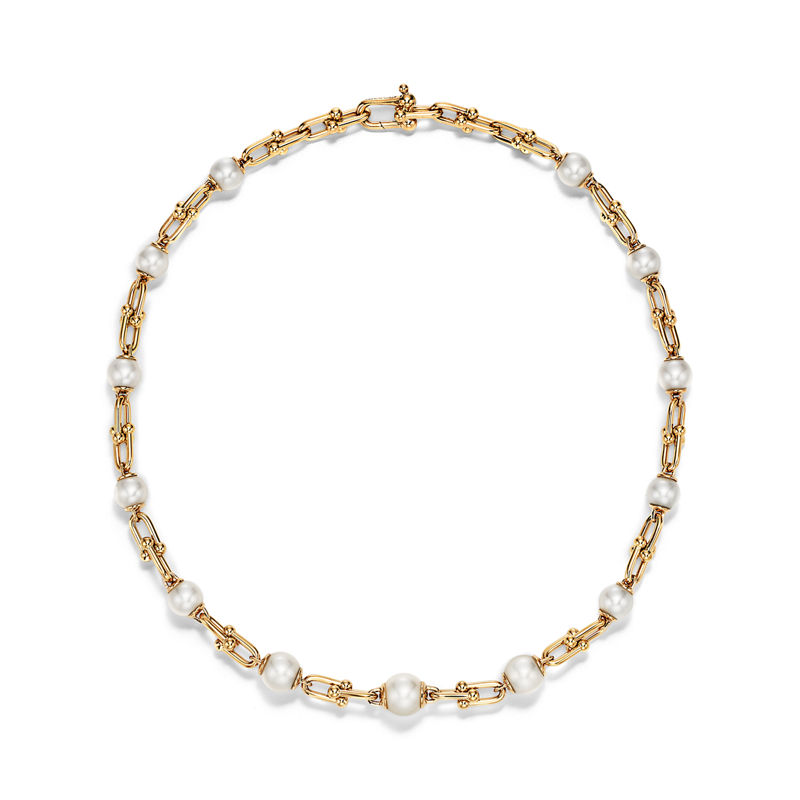 Tiffany & Co. Tiffany HardWear Collar de eslabones escalonados en oro amarillo con perlas de agua dulce Outlet