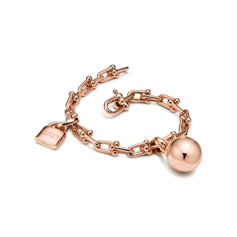 Tiffany & Co. Tiffany HardWear Pulsera de una vuelta con eslabones pequeños de oro rosa Outlet online