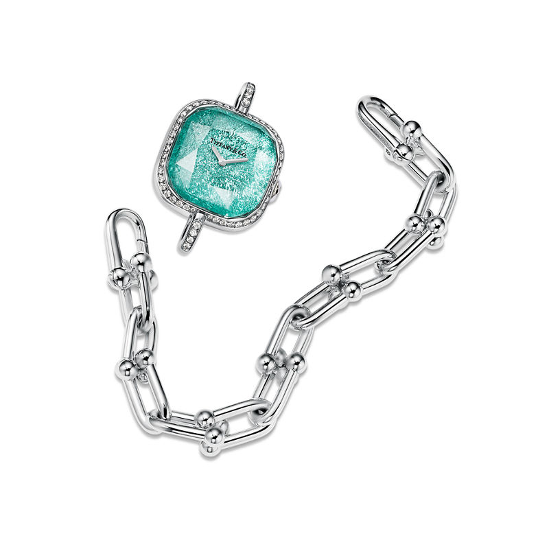 Tiffany & Co. Tiffany HardWear Reloj de plata de ley y acero con bisel de diamantes Gran oferta