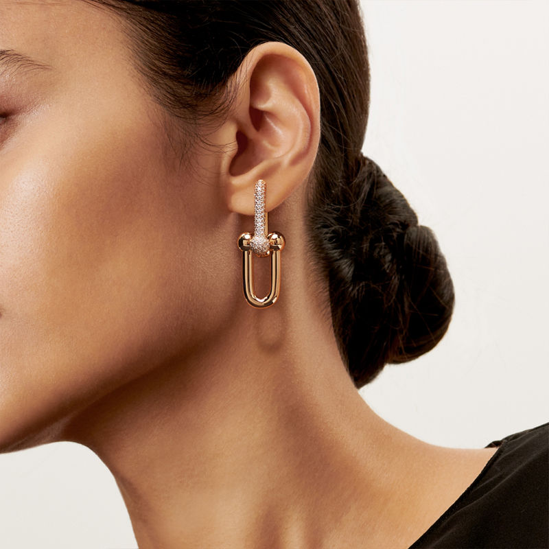 Tiffany & Co. Tiffany HardWear Pendientes de eslabones grandes de oro amarillo con diamantes en pavé Solo hoy