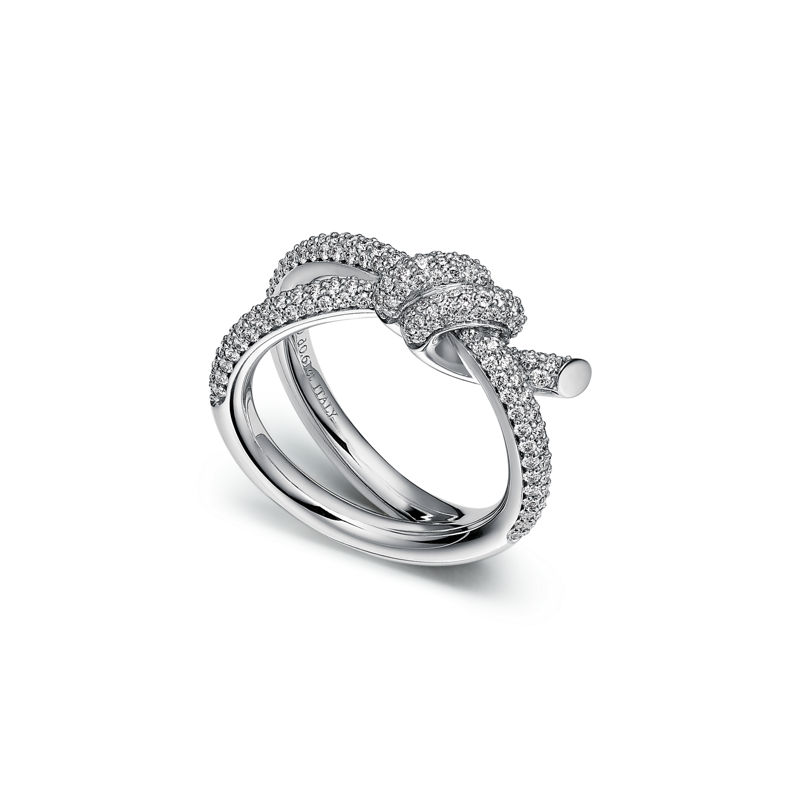 Tiffany & Co. Tiffany Knot Anillo de dos vueltas en oro blanco con diamantes Solo queda un día