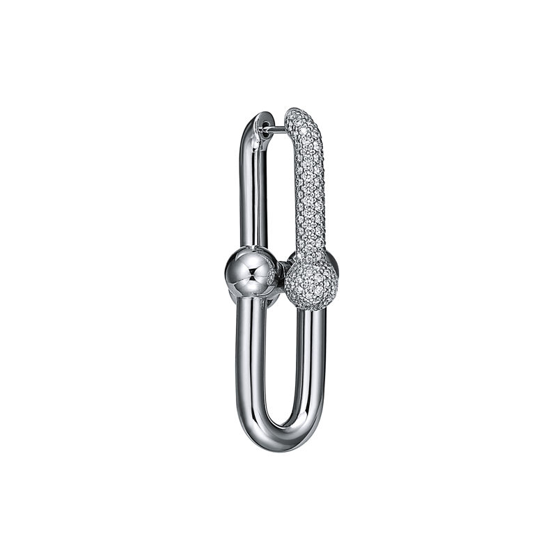 Tiffany & Co. Tiffany HardWear Pendientes de eslabones grandes de oro blanco con diamantes en pavé Descuentos del mes