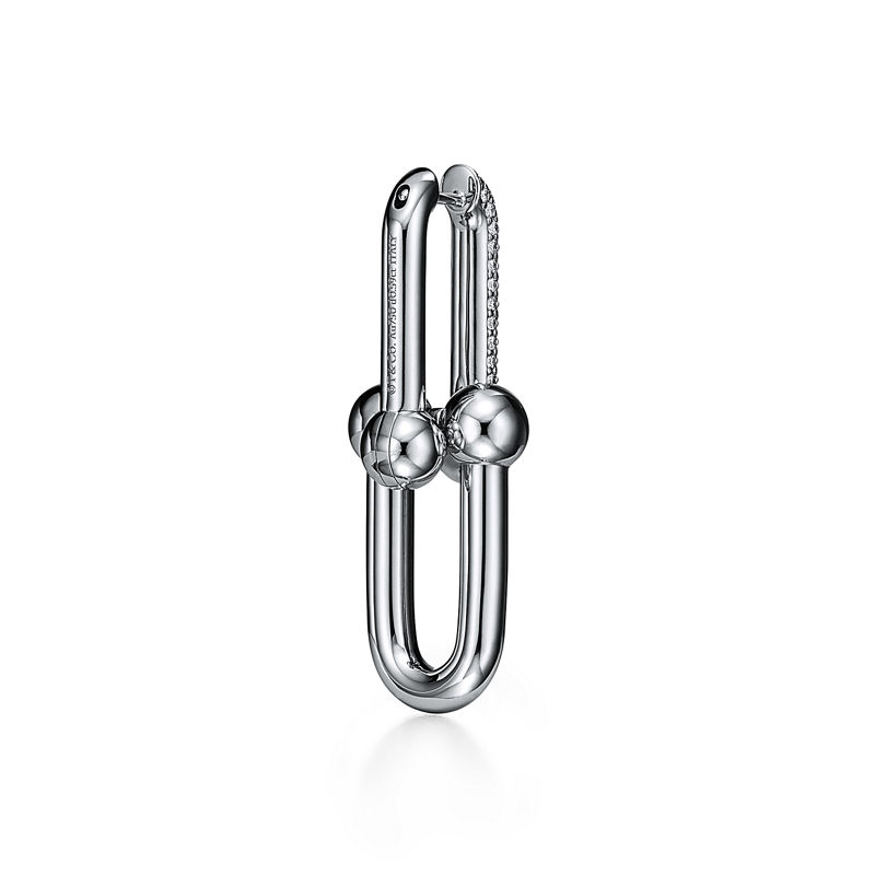 Tiffany & Co. Tiffany HardWear Pendientes de eslabones grandes de oro blanco con diamantes en pavé Descuentos del mes