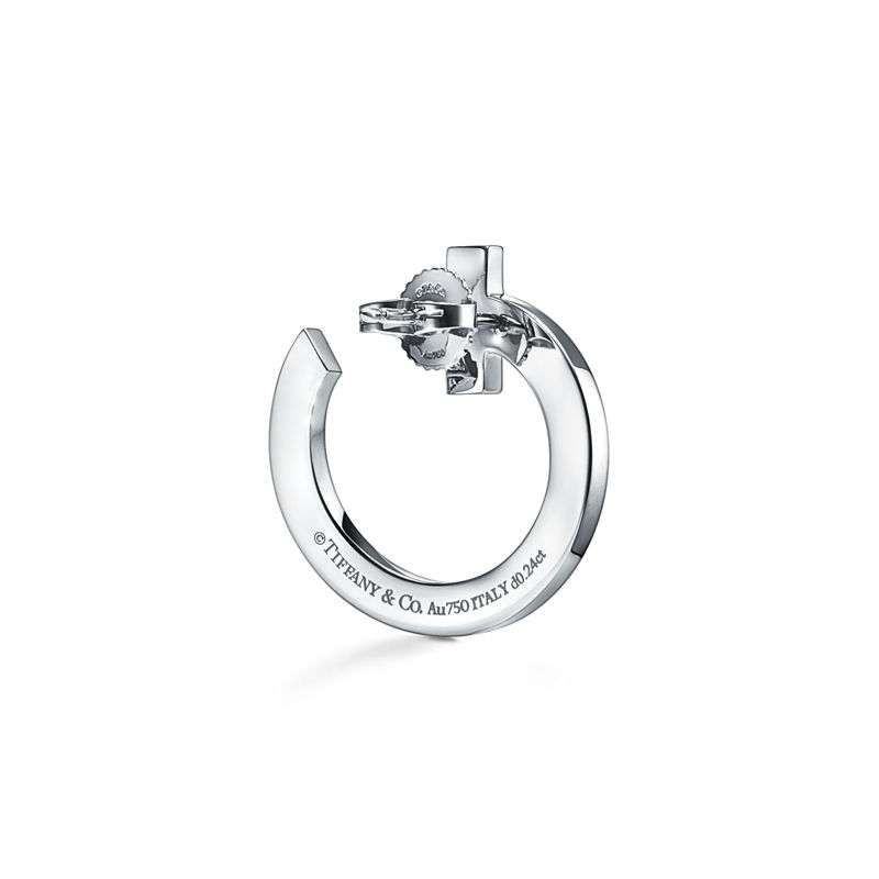 Tiffany & Co. Tiffany T T1 Pendientes de aro abiertos de oro blanco con diamantes Precio ultrabajo