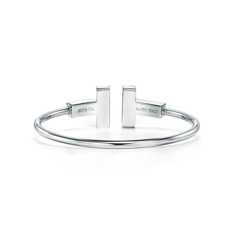 Tiffany & Co. Tiffany T Pulsera Wire ancha de oro blanco Ofertas
