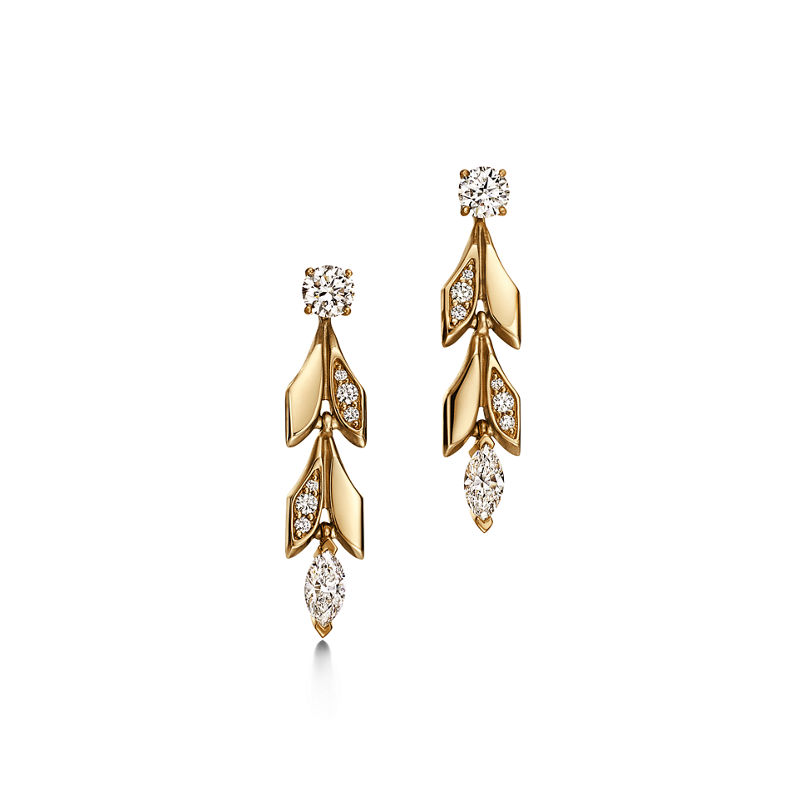 Tiffany & Co. Tiffany Victoria® Pendientes largos transformables Vine en oro amarillo con diamantes Liquidación