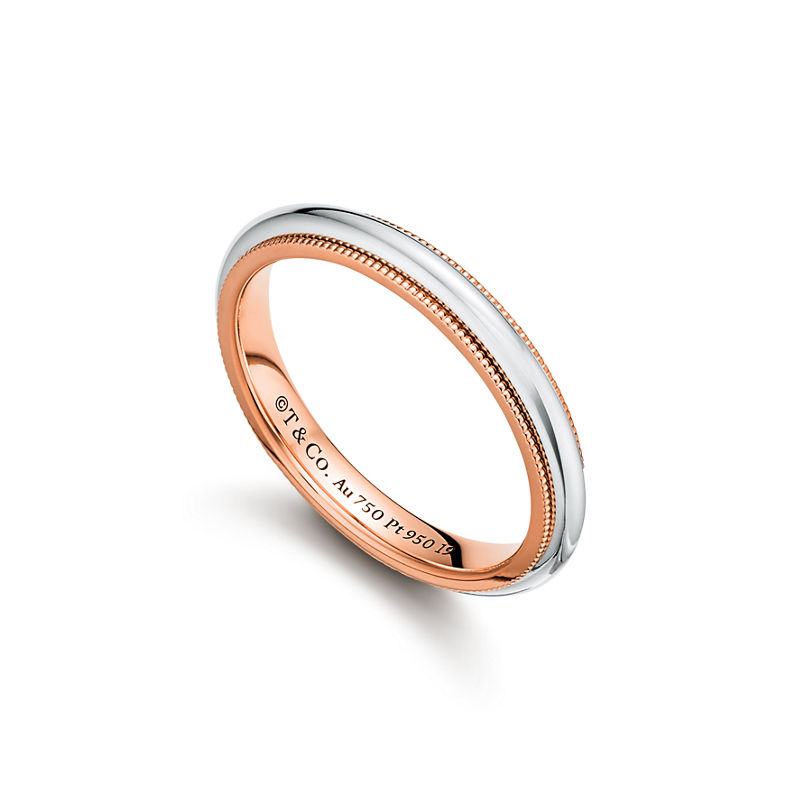 Tiffany & Co. Tiffany Together Alianza con milgrain de oro rosa y platino Liquidación