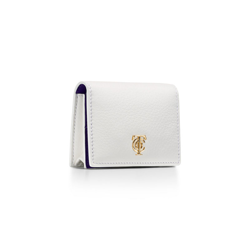 Tiffany & Co. T&CO. Tarjetero de solapa de piel color blanco Ahorra y exporta