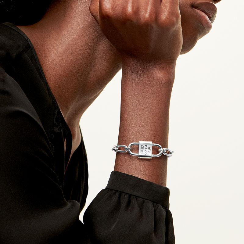 Tiffany & Co. Tiffany 1837™ Pulsera con candado doble grande de plata de ley Descuento por venta flash