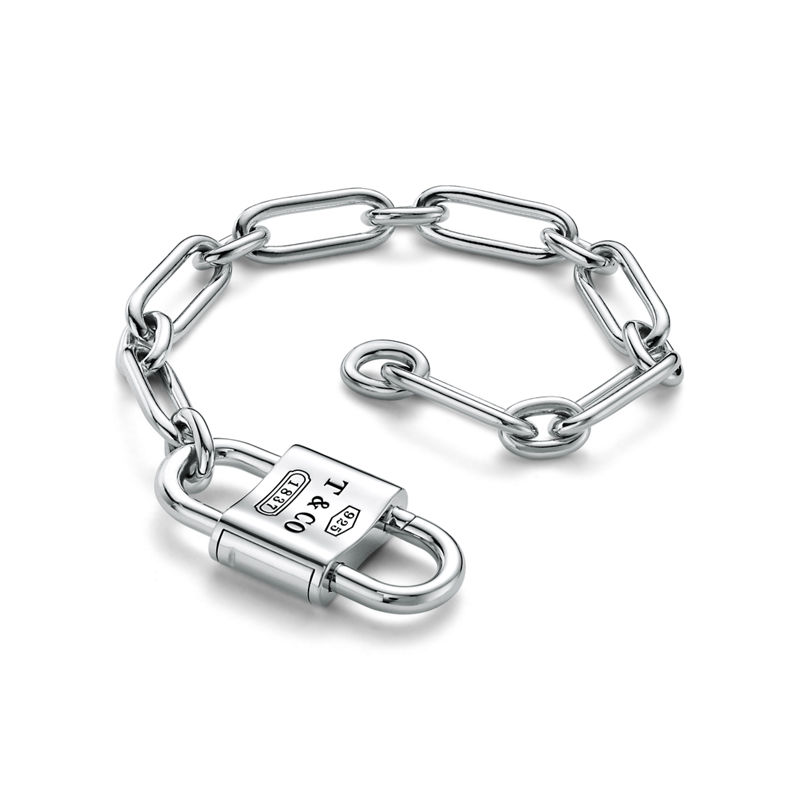 Tiffany & Co. Tiffany 1837™ Pulsera con candado doble grande de plata de ley Descuento por venta flash