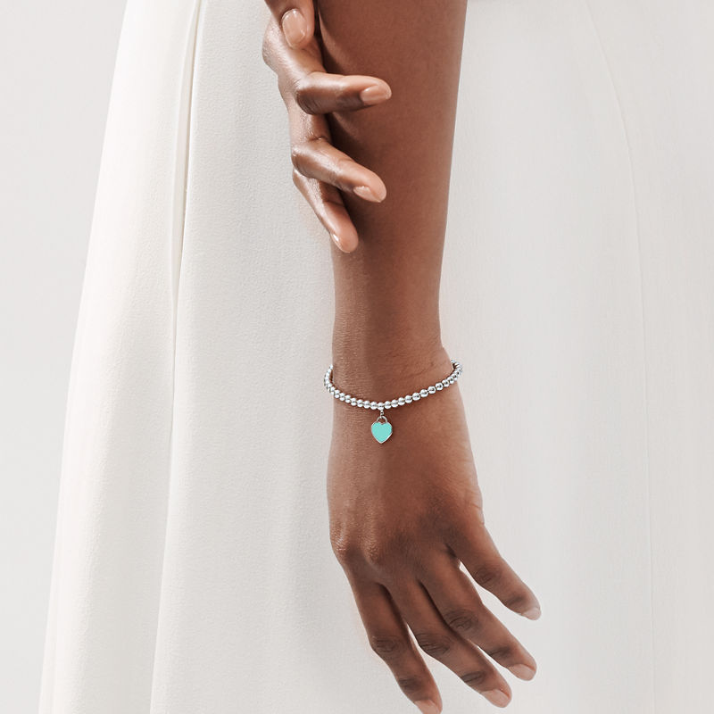 Tiffany & Co. Return to Tiffany™ Pulsera de cuentas con insignia de corazón en color Tiffany Blue® en plata 4 mm Ofertas especiales