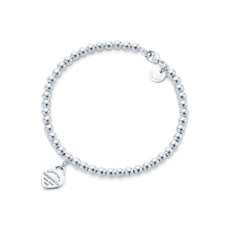 Tiffany & Co. Return to Tiffany™ Pulsera de cuentas con insignia de corazón en color Tiffany Blue® en plata 4 mm Ofertas especiales