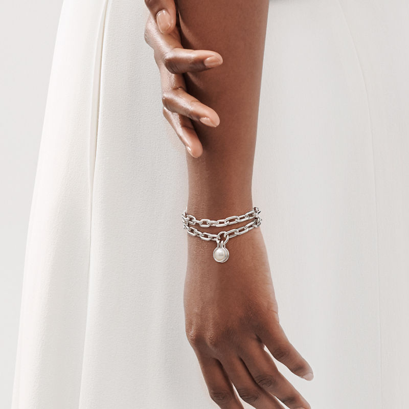 Tiffany & Co. Tiffany HardWear Pulsera de perlas de agua dulce en plata de ley de plata de ley Precio ultrabajo