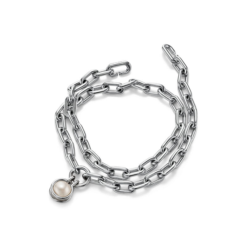 Tiffany & Co. Tiffany HardWear Pulsera de perlas de agua dulce en plata de ley de plata de ley Precio ultrabajo