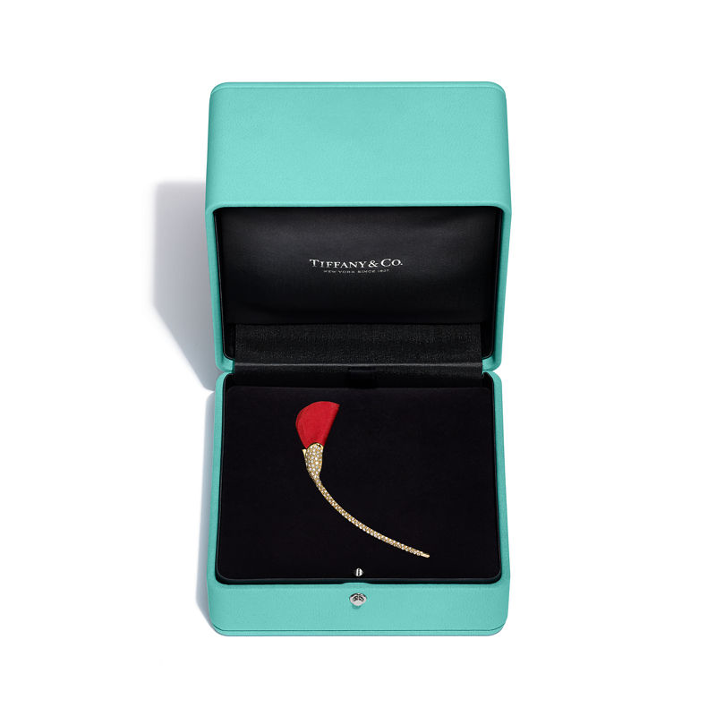 Tiffany & Co. Elsa Peretti® Broche Amapola de oro amarillo con seda de color rojo Ofertas
