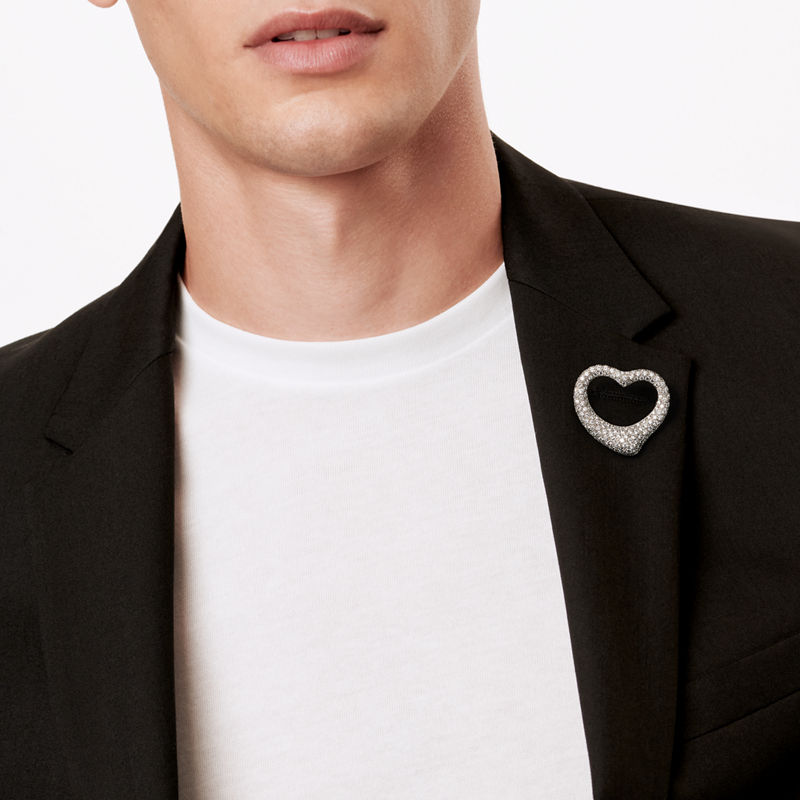 Tiffany & Co. Elsa Peretti® Broche Open Heart de platino con diamantes en pavé Venta caliente