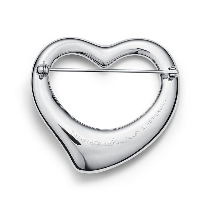 Tiffany & Co. Elsa Peretti® Broche Open Heart de platino con diamantes en pavé Venta caliente
