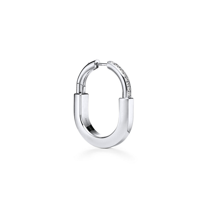 Tiffany & Co. Tiffany Lock Pendientes en oro blanco con diamantes tamaño mediano Rebajas baratas