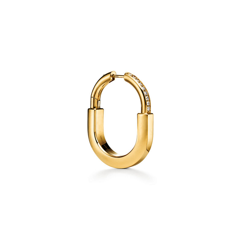 Tiffany & Co. Tiffany Lock Pendientes en oro amarillo con diamantes tamaño mediano Envío gratis