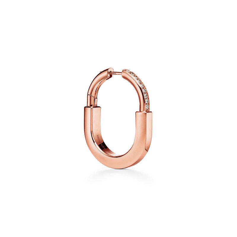 Tiffany & Co. Tiffany Lock Pendientes en oro rosa con diamantes tamaño mediano Promoción trimestral