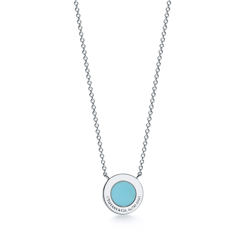 Tiffany & Co. Tiffany T Colgante circular de diamantes y turquesa de oro blanco Tienda de fábrica