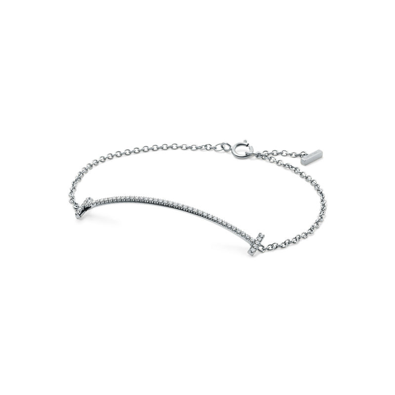 Tiffany & Co. Tiffany T Pulsera Smile de oro blanco con diamantes Ahorra y exporta
