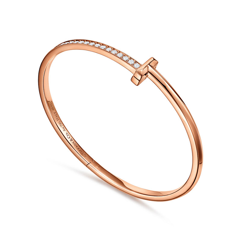 Tiffany & Co. Tiffany T T1 Brazalete articulado estrecho de diamantes de oro rosa Oferta exclusiva