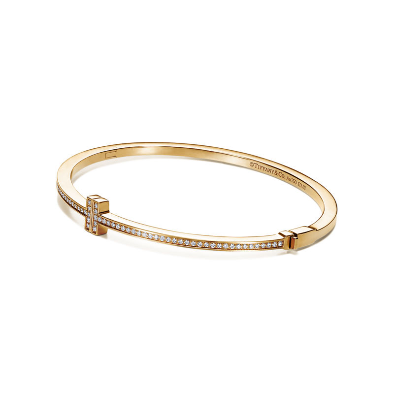 Tiffany & Co. Tiffany T Brazalete Wire articulado de diamantes de oro amarillo Ofertas de temporada