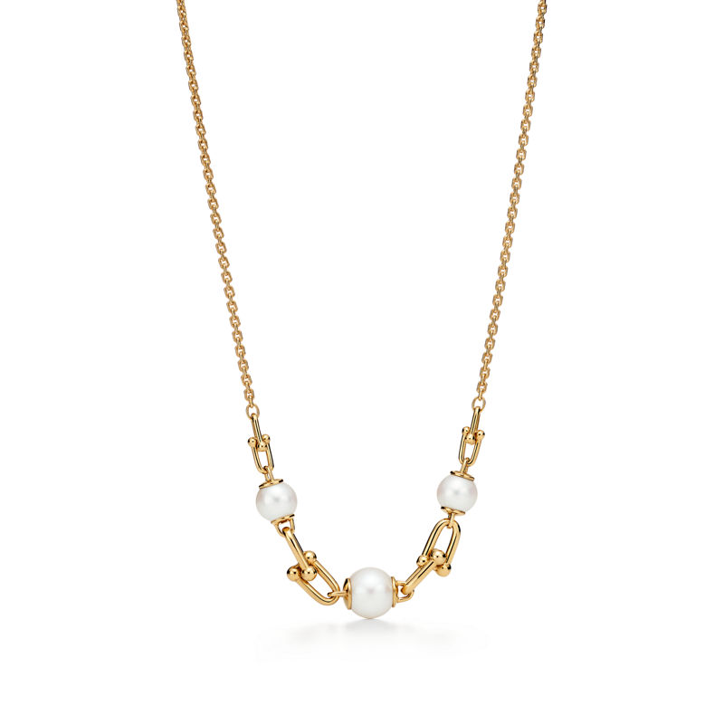 Tiffany & Co. Tiffany HardWear Collar de eslabones en oro amarillo con perlas de agua dulce Precio ultrabajo