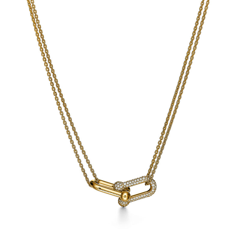 Tiffany & Co. Tiffany HardWear Colgante de eslabones dobles grandes de oro amarillo con diamantes en pavé Los más vendidos